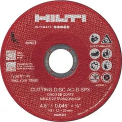 Hilti 4.5 in. x 0.045 in. x 7/8 in. AC-D SPX Type 1 Flat Ultimate Zirconium Cutting Disc (25-Pack)