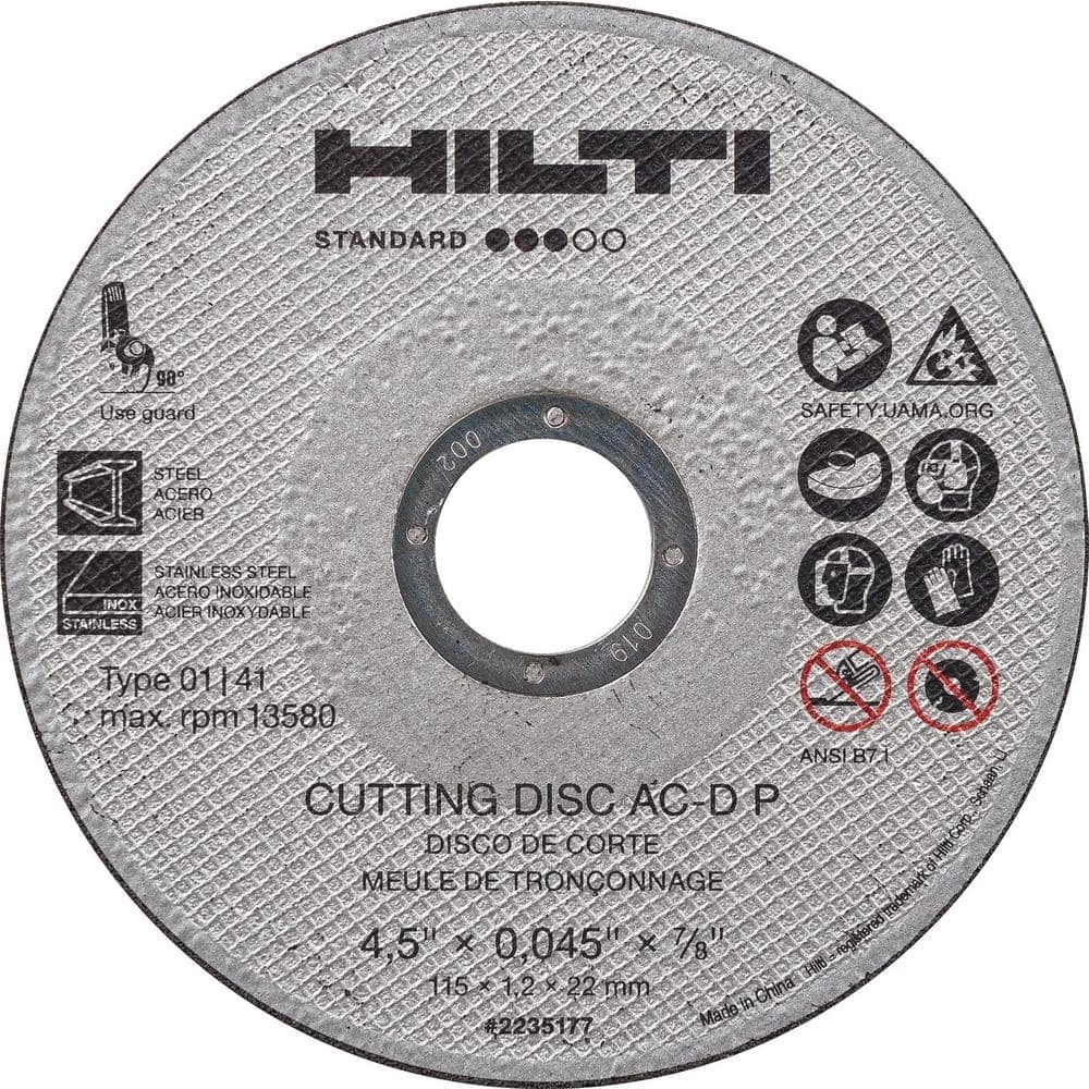 Hilti 6.0 in. x 0.045 in. x 7/8 in. AC-D P Type 1 Flat Standard Thin Abrasive Cutting Disc (25-Pack) 3 Hilti 6.0 in. x 0.045 in. x 7/8 in. AC-D P Type 1 Flat Standard Thin Abrasive Cutting Disc (25-Pack)