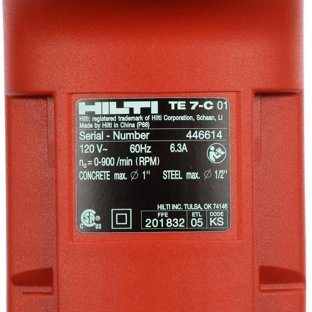 Hilti 120-Volt SDS-Plus TE 7-C Corded Rotary Hammer Drill Kit with 2 TE-CX Hammer Drill Bits 9 Hilti 120-Volt SDS-Plus TE 7-C Corded Rotary Hammer Drill Kit with 2 TE-CX Hammer Drill Bits - Image 7