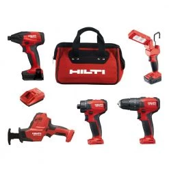 Hilti 12-Volt Cordless 5-Tool Combo with Recip Saw Hammer Drill Driver Impact Driver 4.0 Li-Ion Battery Pack and More