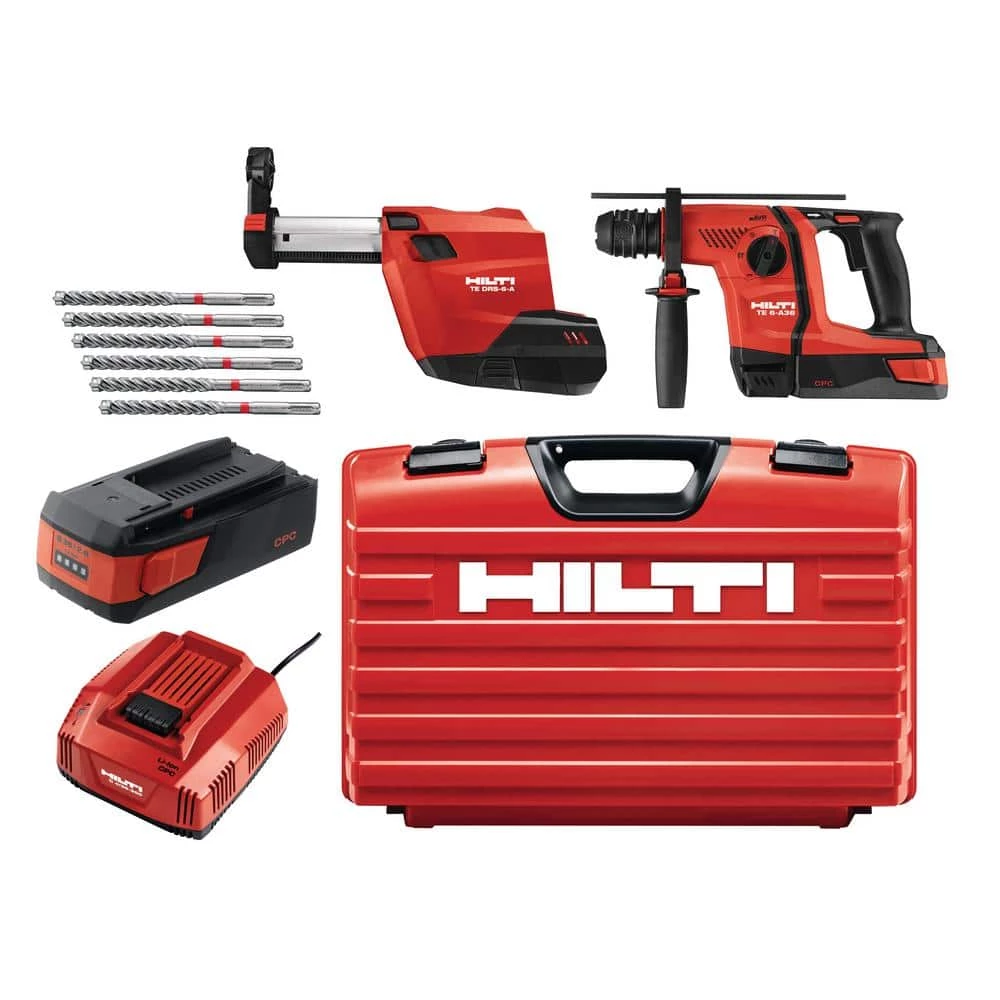 Hilti 36-Volt B36/2.6 Lithium-Ion 1/2 in. SDS Plus Cordless Rotary Hammer TE 6-A36 Compact with DRS Kit 3 Hilti 36-Volt B36/2.6 Lithium-Ion 1/2 in. SDS Plus Cordless Rotary Hammer TE 6-A36 Compact with DRS Kit