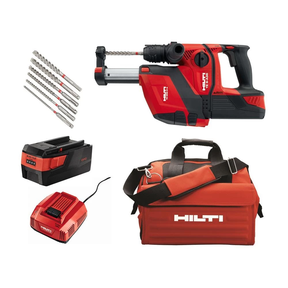Hilti 36-Volt B36/5.2 Lithium-Ion 1/2 in. SDS Plus Cordless Rotary Hammer TE 6-A36 Industrial with DRS Kit 3 Hilti 36-Volt B36/5.2 Lithium-Ion 1/2 in. SDS Plus Cordless Rotary Hammer TE 6-A36 Industrial with DRS Kit