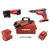 Hilti 22-Volt Cordless Brushless SD 5000 Drywall Screwdriver Kit with Charger, (2) 2.6 Ah Batteries, Bit, Screw Magazine & Bag -Hilti Sales Store hilti screw guns 3661500 64 1000